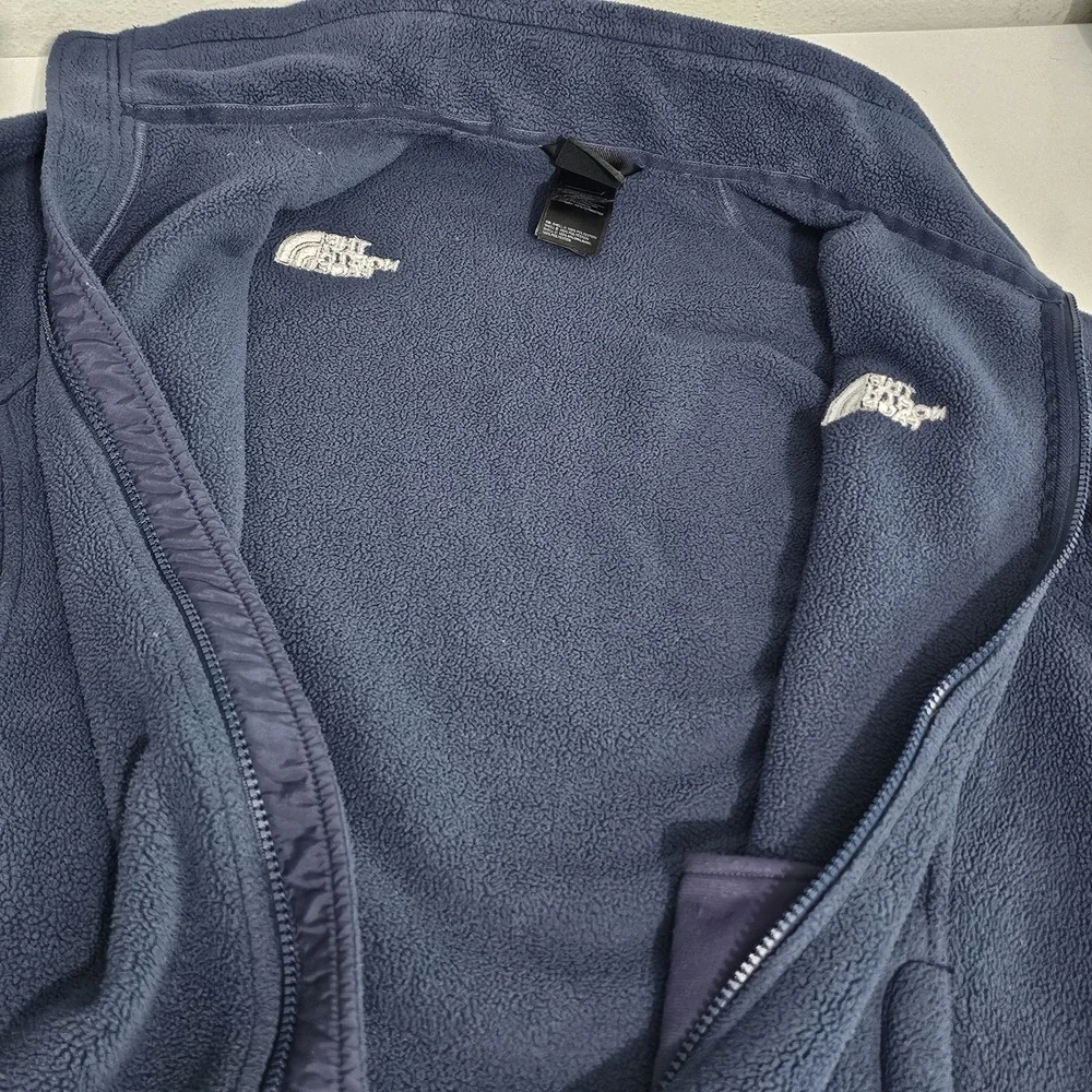 The North Face Full Zip Fleece Mens Small 100% Polyester Navy Blue Mock Neck